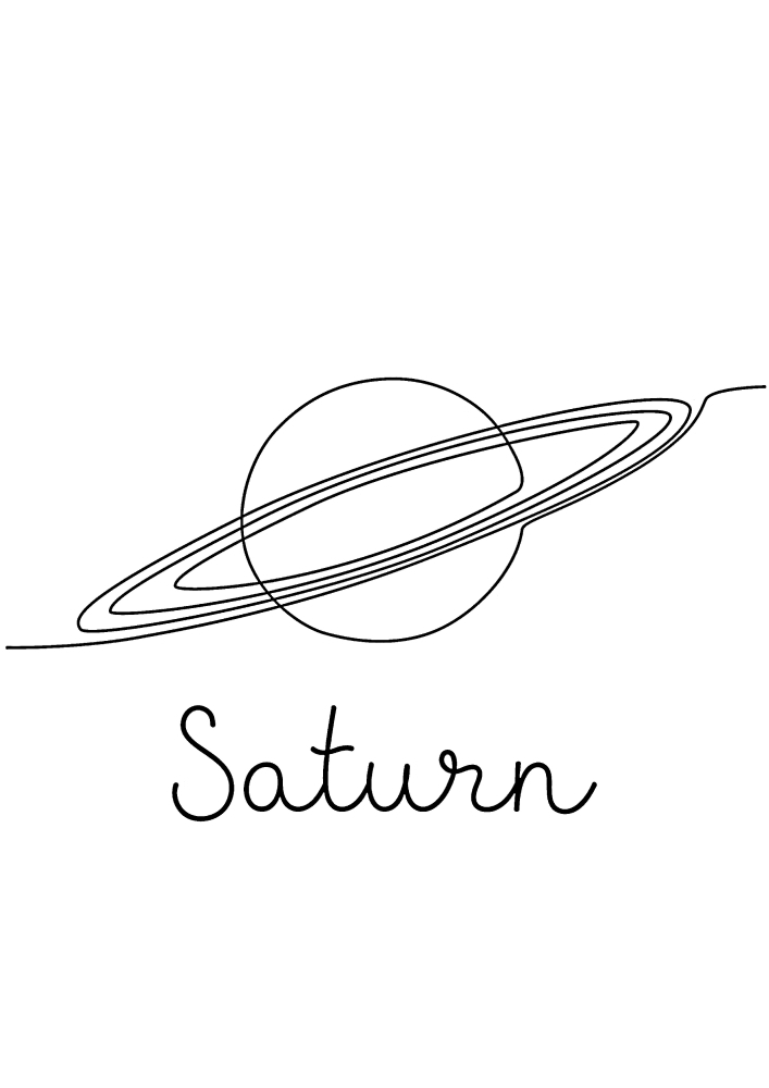 Saturn ist ein Planet mit der Inschrift auf Englisch