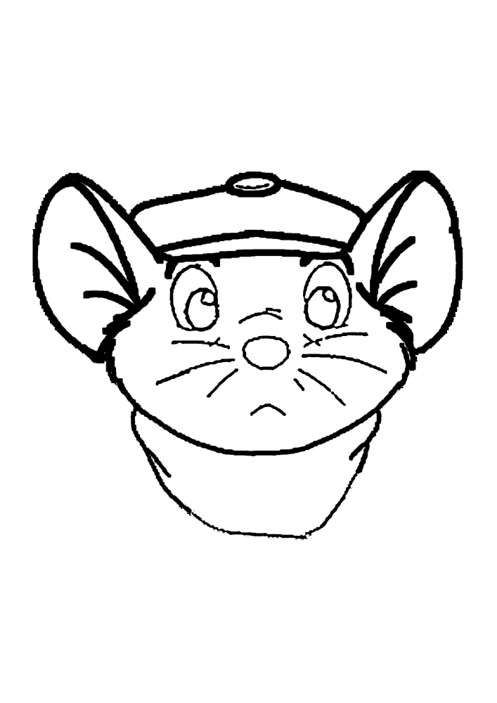 The face of a cartoon rodent