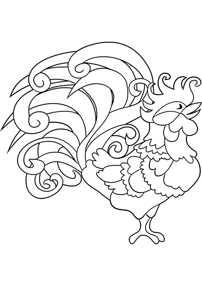 Fabelhafter Hahn-Malbuch mit Muster der Dekoration