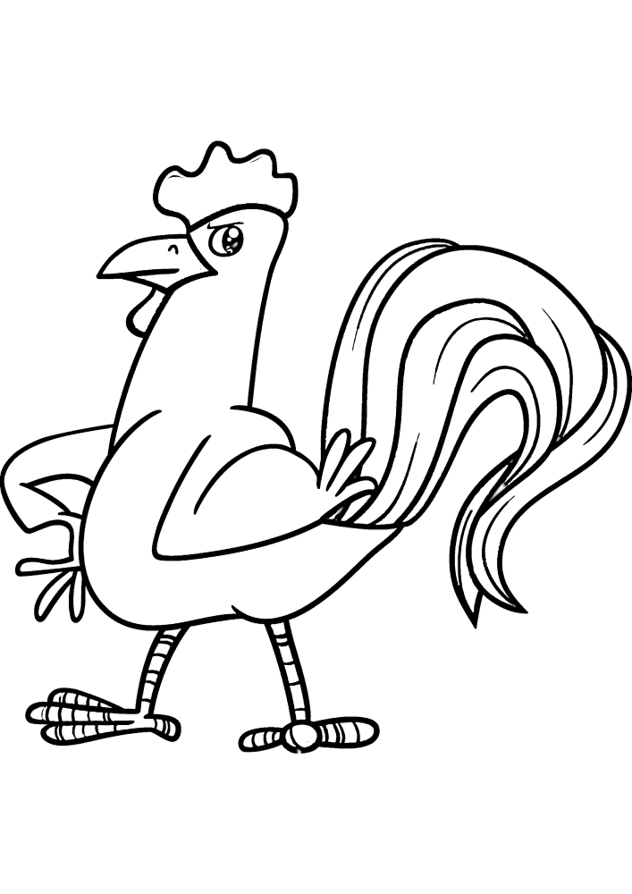 Serious Rooster-coloring book for kids