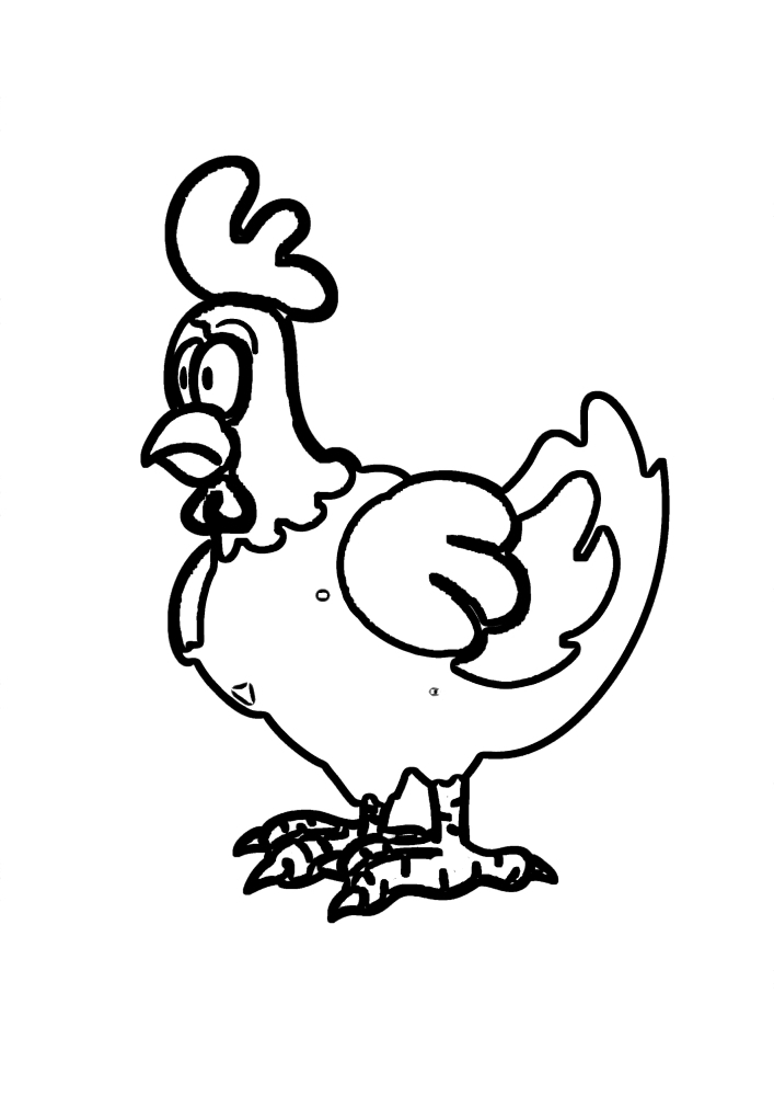 Huhn, Hahn und zwei Küken-Malbuch für Kinder