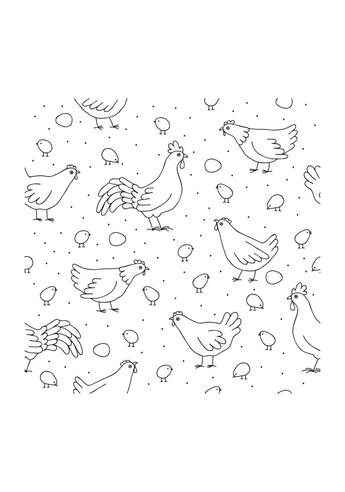 Relaxante imagem em preto e branco com galinhas