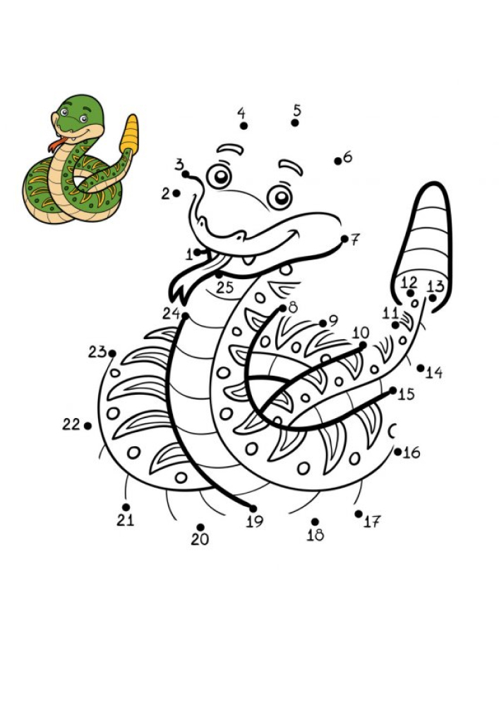 Serpiente-colorear por puntos para niños