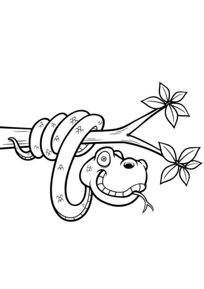 These animals often wrap themselves around elongated objects. On this coloring page - this is a branch.