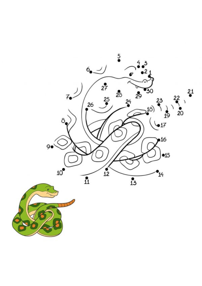 Petit serpent-coloriage par points