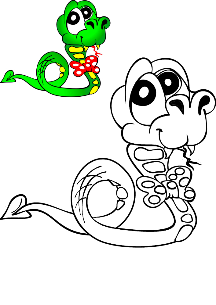 Cute snake with a bow