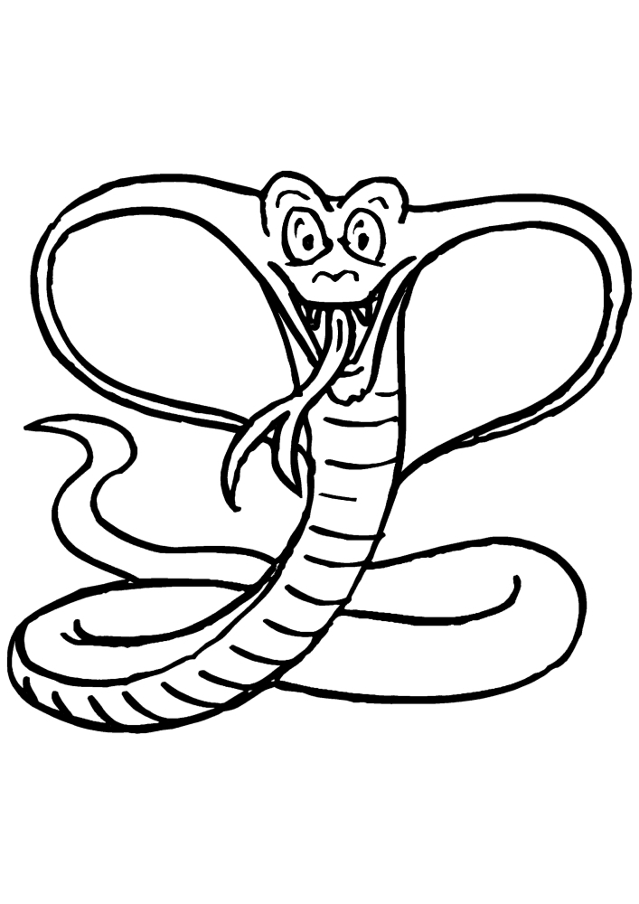 Die Kobra-Schlange, die die Kapuze bei Gefahr aufgeblasen hat