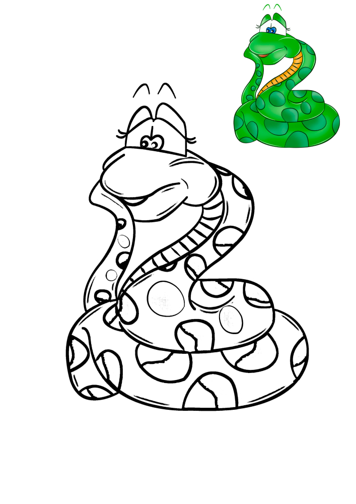 Sad Snake coloring book and coloring sample