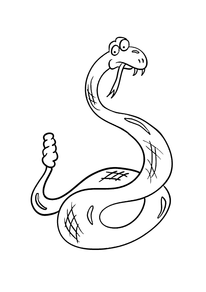 Snake looks at its tail-coloring book