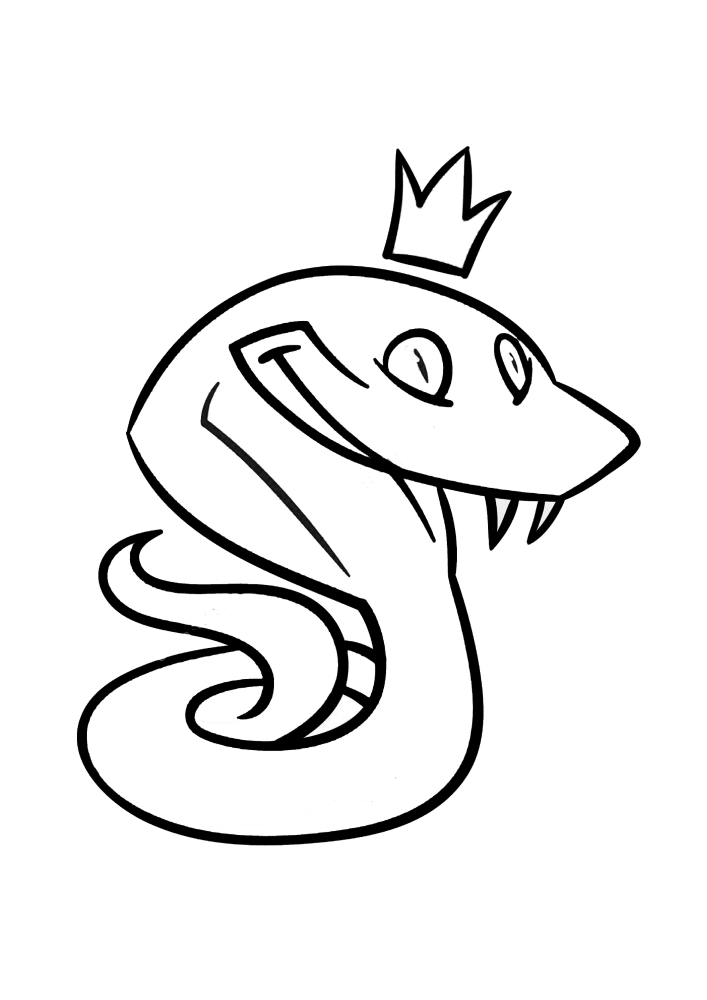 Змея с короной - раскраска