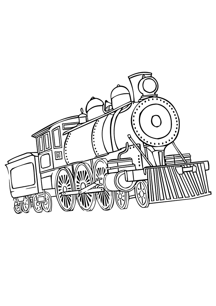 Locomotora de vapor - vista lateral