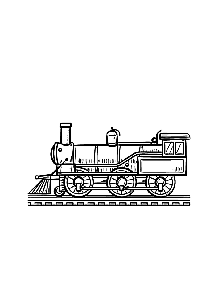 Steam Locomotive-side view-coloring book