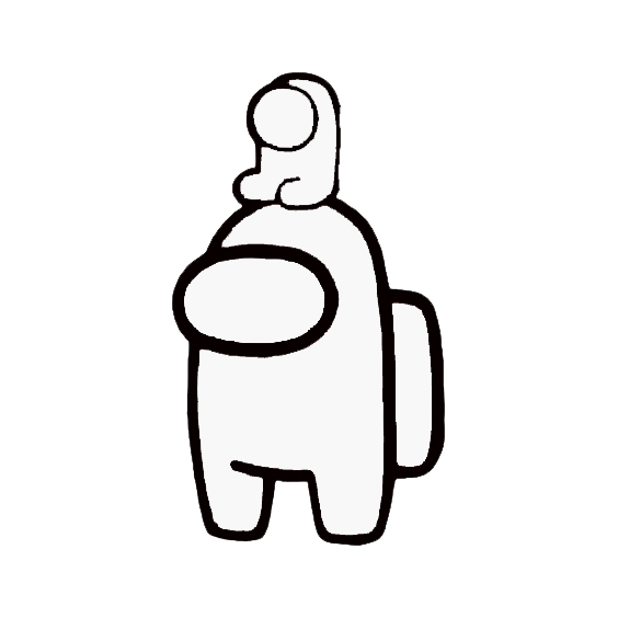 Draw a spacesuit, wiping a little line on the left. It should be round in shape.